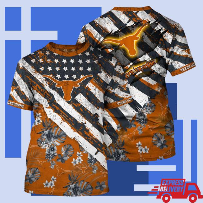 Official Banantees Texas Longhorns Tropical Flower Style And Flag All Over Printed 3D Shirt