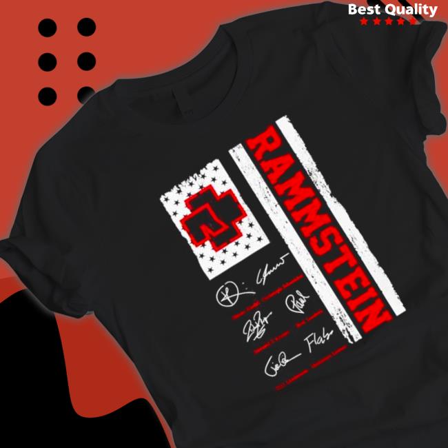 Rammstein Oliver Riedel Christoph Schneider Richard Z Kruspe Paul Landers Till Lindemann Christian Lorens signatures Shirt Official Rammstein Oliver Riedel Christoph Schneider Richard Z Kruspe Paul Landers Till Lindemann Christian Lorens signatures Shirt