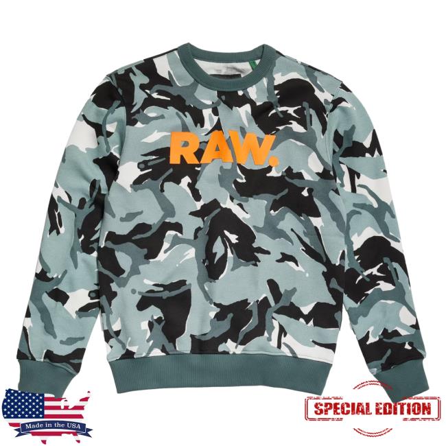 Official G Star Raw Clothing Store Shop Grey Moss Woodland Camo Raw Aop Hoody All Over Print Gstar