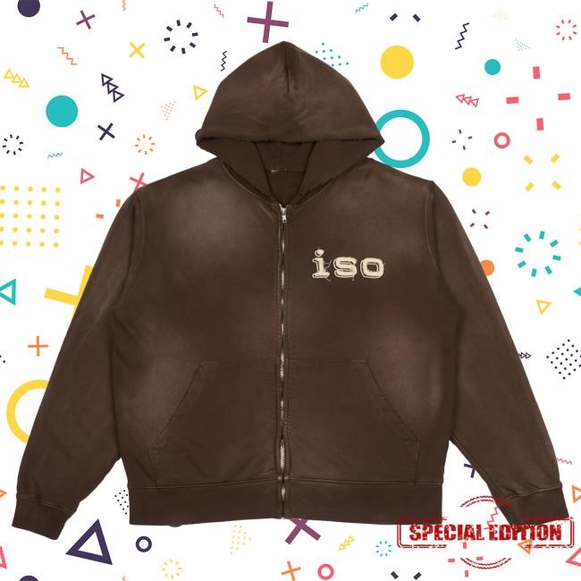 Distressed Finish Frayed Logo Zip Hoodie ISO Supremacy
