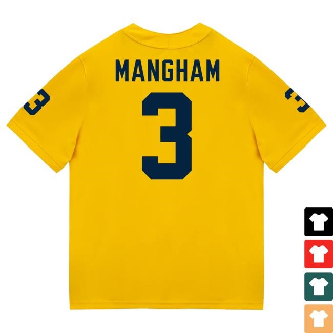 The M Den Michigan Wolverines #3 Jaden Mangham Student Athlete Maize Football Jersey T Shirt