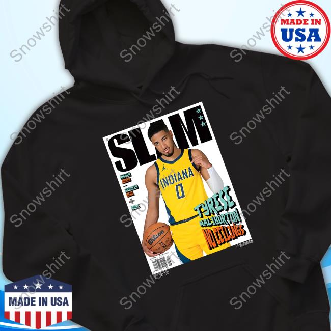 Official Pacers Team Store Adult Indiana Pacers Tyrese Haliburton SLAM Cover Tee Shirt