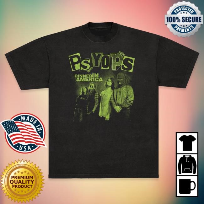Official Super Yaki & Dinner In America Present: Psyops Shirt New Neon Green On Black SuperYaki