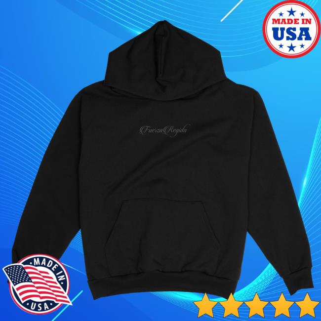 Official Fuerza Regida Merch Store Fuerza Regida Script Heavyweight Popover Sweatshirt - Black Fuerza Regida Clothing Shop FuerzaRegida