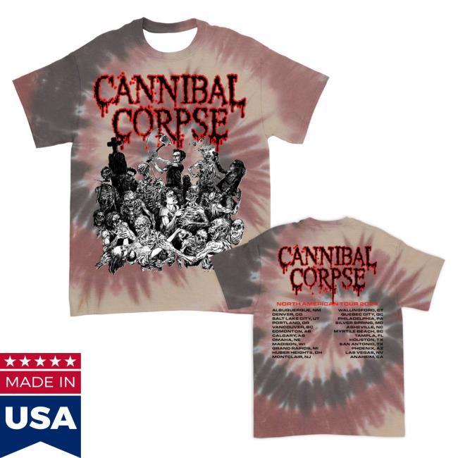 Official Cannibal Corpse Merch Graveyard Na 2024 Tour Shirts (Sequoia Dye)