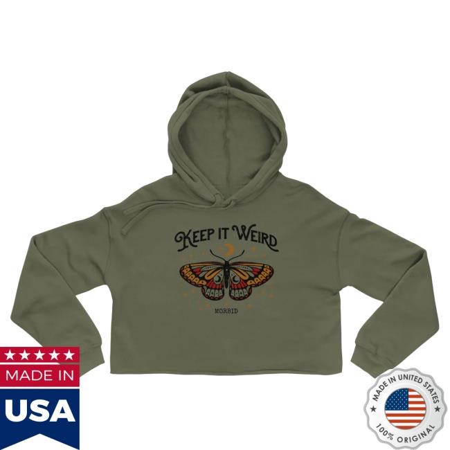 Official Wondery Shop Merch Morbid Keep It Weird Moth Cropped Hoodies