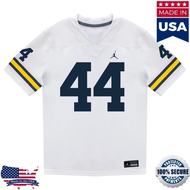 The M Den Michigan Wolverines #44 Max Bredeson Student Athlete White Football Jersey Tshirt