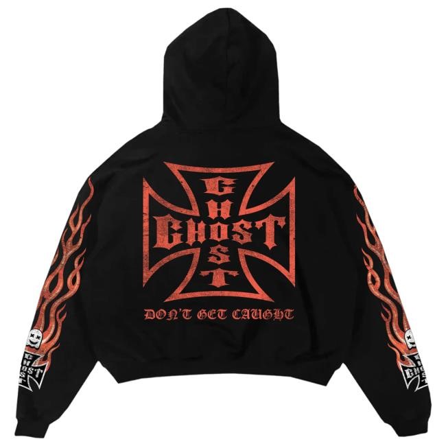 Official Ghost Racing Clothing Cross Flames Long Sleeve T-Shirt - Black