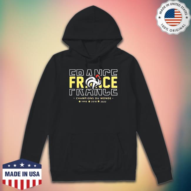 Official France Champions World Cup 2022 Hooded Sweatshirt France Champions World Cup 2022 Long Sleeve T Shirt