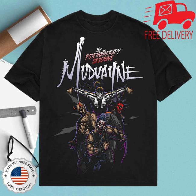 Official Mudvayne Merch Mud Vayne Psychotherapy Sessions Tour Black T Shirt