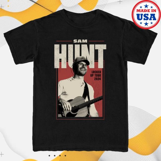Official Sam Hunt Merch Locked Up 2024 Black Tour Popover Shirt SamHunt