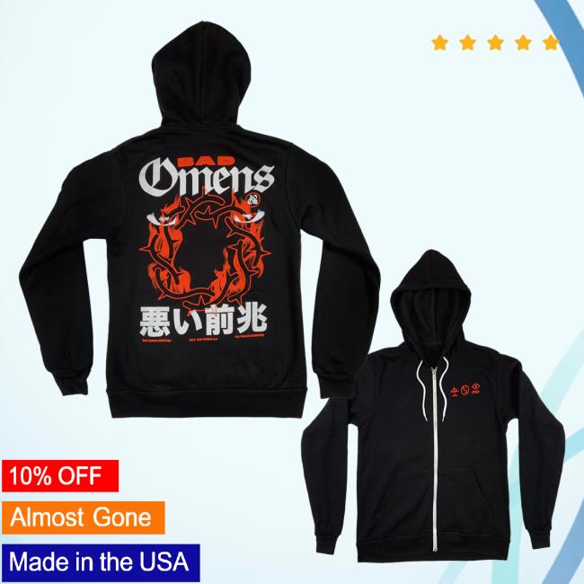 Sumerian Records Bad Omens Merch Store Bad Omens Logo Like A Villain Zip Up Hoodies BadOmens Apparel Clothing