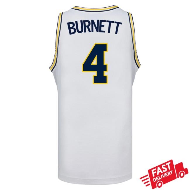 Michigan Wolverines #4 Nimari Burnett Student Athlete White Basketball Jersey Shirt | The M Den Official Merch Store Shop