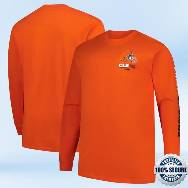 Official Men's Fanatics Orange Cleveland Browns Big & Tall Clock Management Legacy Long Sleeve T-Shirt