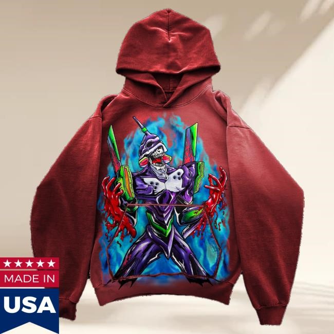 Official Warren Lotas Merch Store Purple Robot Hoodies - Sunfaded Red