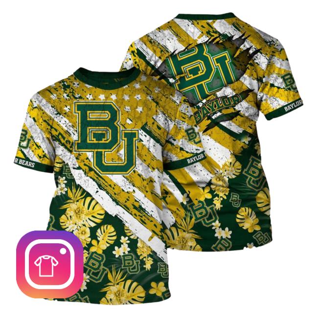 Official Baylor Bears Tropical Flower Style And Flag All Over Printed 3D Shirt