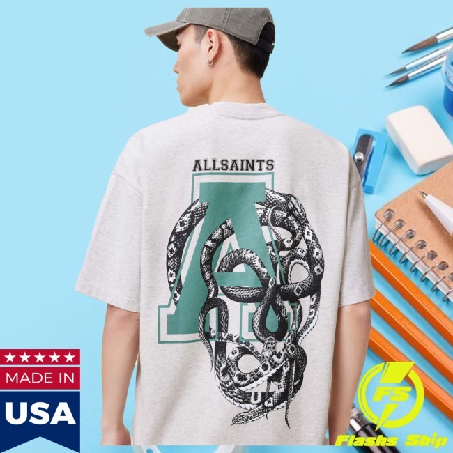 Allsaints Caduceus Oversized Graphic Printed New T-Shirt