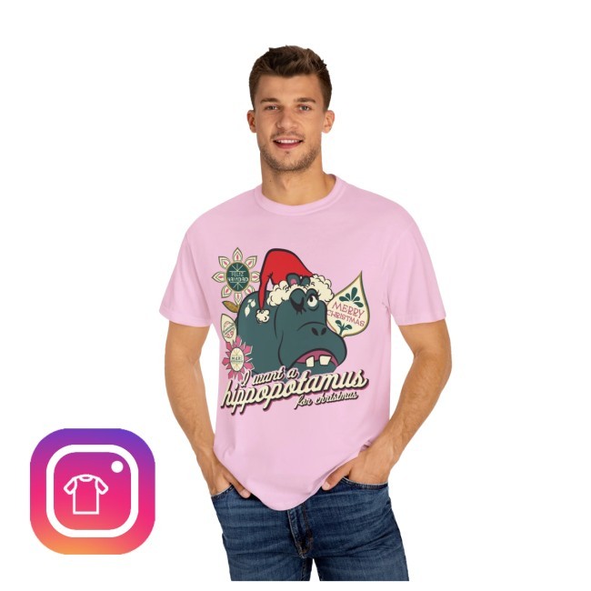 Thequirkymouse Hippo Christmas Comfort Colors Tee Shirt Thequirkymouse Hippo Christmas Comfort Colors Tee Shirt