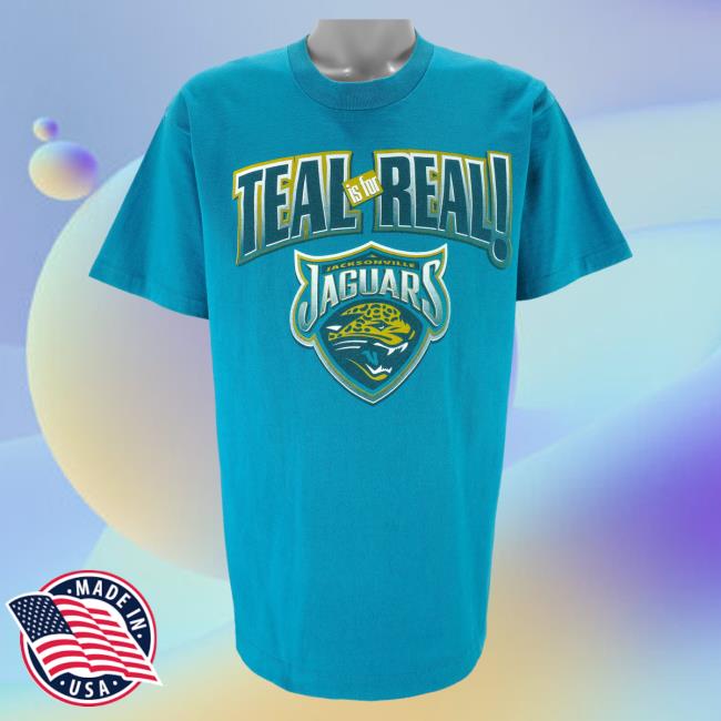 Official Vintage Club Clothing (Logo 7) - Jacksonville Jaguars Teal Is For Real Single Stitch Shirt 2023 1990S Large
