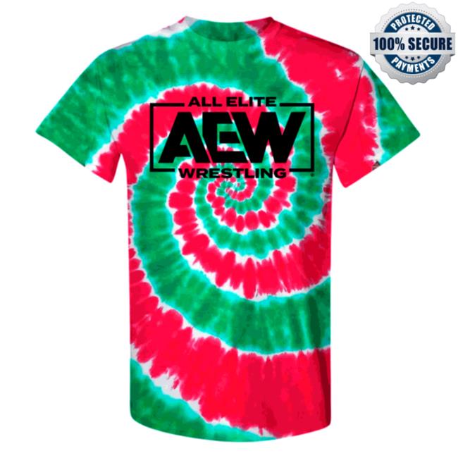 Top Rope Tuesday Limited Edition Aew Logo Christmas Tie Dye T Shirt