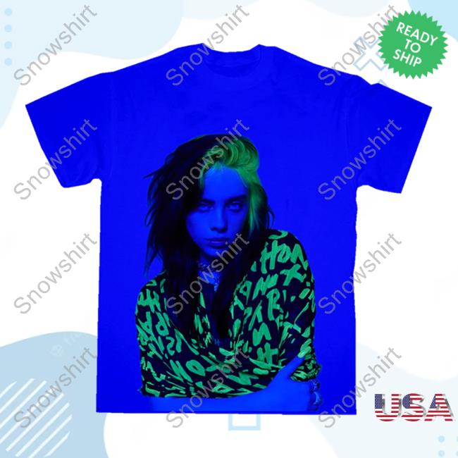 Official Billie Eilish Clothing Shop Store Blue Photo Top Shirt Billieeilish Merch