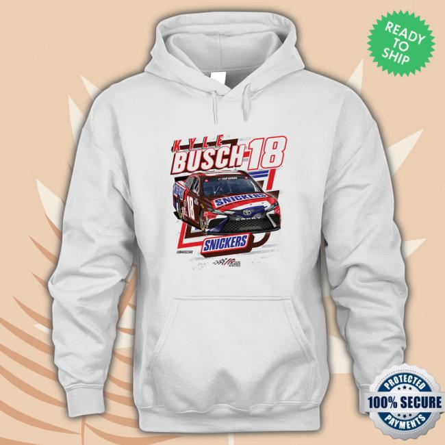 Official Kyle Busch Joe Gibbs Racing Team Collection White Snickerst Hoodies