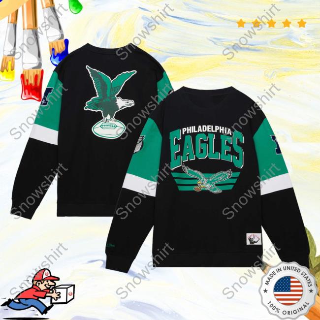Official PhiladelphiaEagles Clothing Merch Store Shop Mitchell & Ness Black Philadelphia Eagles Gridiron Classics Allover 3.0 Hooded Sweatshirt 3D All Over Print