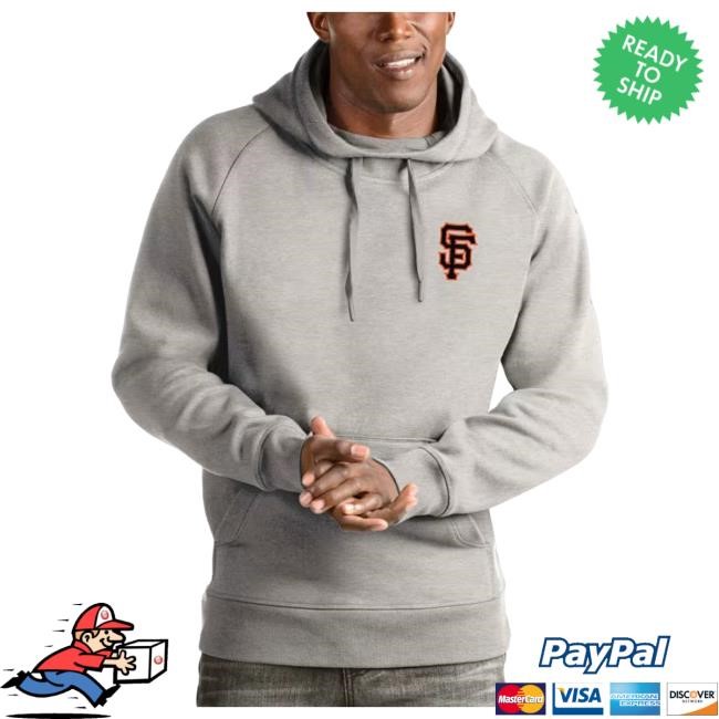 Antigua San Francisco Giants Mens Grey Victory Long Sleeve Hooded Sweatshirt | Rally House Official Merch Store – Buy Official MLB Hoodie