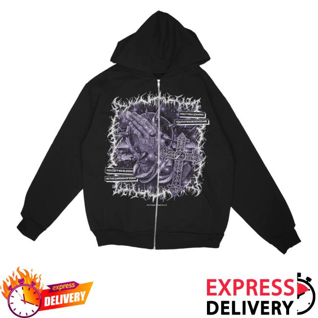 Official Polyphia Merch Praying Hands Polyphia Zip Up Long Sleeve