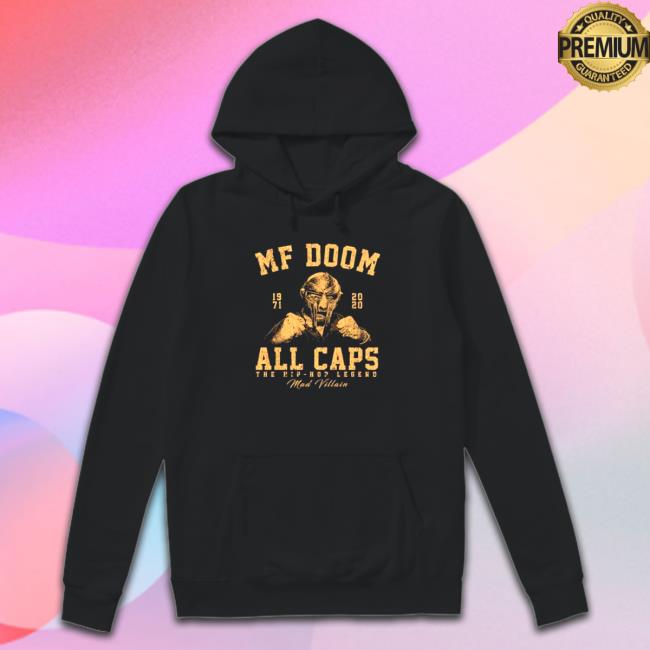 Mf Doom All Caps The Hip Hop Legend 1971 2020 Brown Hooded Sweatshirt