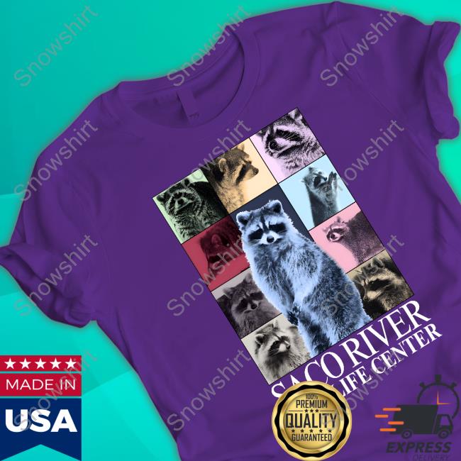 Saco River Wildlife Center Black Shirts Official Raccoons Through The Eras Black Tee Shirt