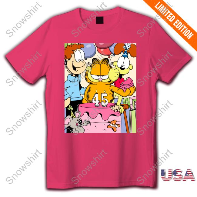 Official Happy Birthday Garfield 45 Old T Shirt