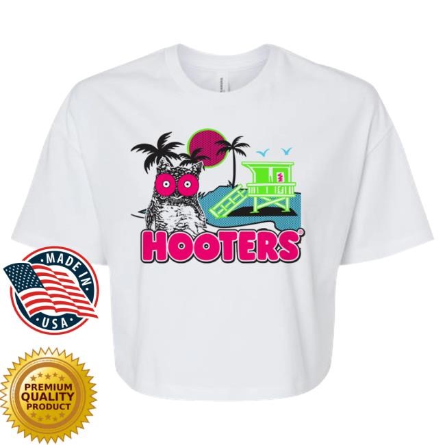 Official Hooters Store Ladies Neon Lifeguard Crop Shirt