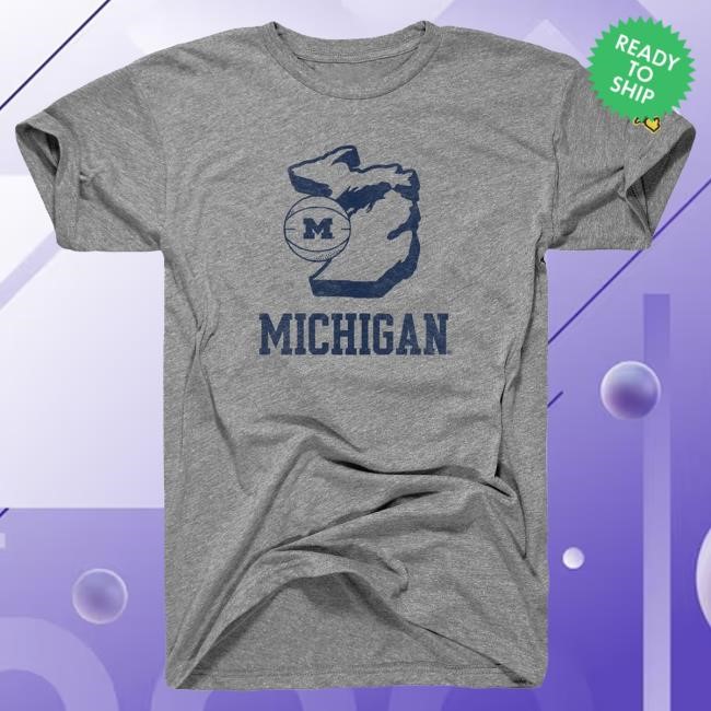 Michigan Wolverines Basketball State Outline Grey Shirts The M Den Official Shop