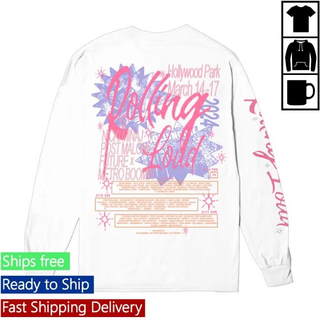 RL LA 24 Bulletin Lineup White L/S Tee Rolling Loud Shop