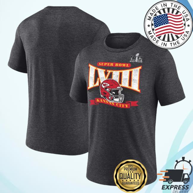 Official Rally House Merch Store RallyHouse Kansas City Chiefs Charcoal 2023 Super Bowl Bound Pastime Short Sleeve Fashion Tee Rally House Apparel Clothing Shop