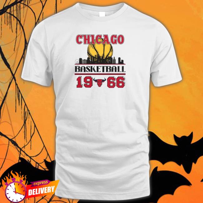 Official Chicago bulls basketball 1966 skyline Hooded Sweatshirt Chicago bulls basketball 1966 skyline Sweatshirt
