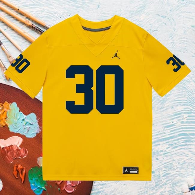 The M Den Michigan Wolverines #30 Jimmy Rolder Student Athlete Maize Football Jersey Tshirt