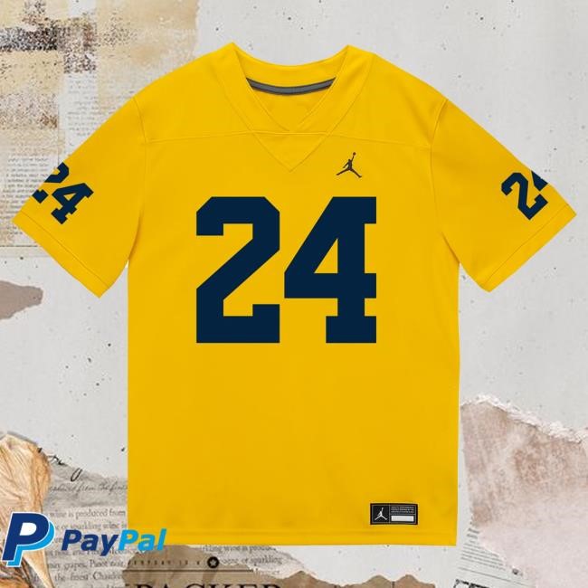 The M Den Michigan Wolverines #24 Tevis Metcalf Student Athlete Maize Football Jersey Hot Shirt