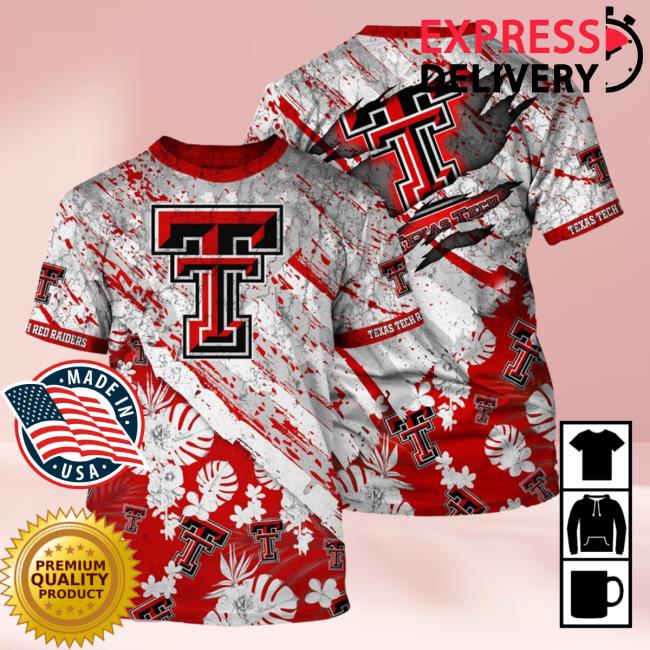 Banantees Texas Tech Red Raiders Tropical Flower Style And Flag All Over Printed 3D Shirts