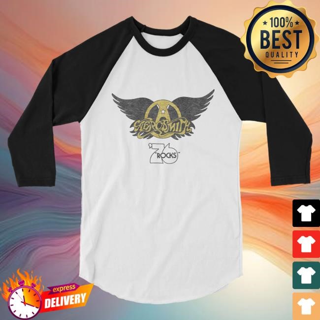 Official Aerosmith Store 76' Rocks Raglan Long Sleeve T-Shirts