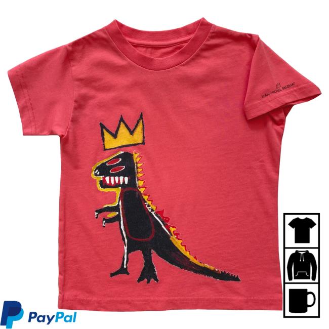 Official The Brant Foundation x Rome Pays Off Jean-Michel Basquiat Pez Dinosaur Shirt 2023 Coral Red BrantFoundation