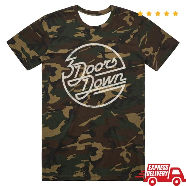 Official 3 Doors Down Merch 3DD Circle Logo Camo T Shirt