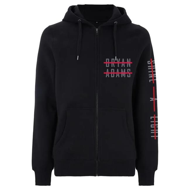 Official Bryan Adams Shine Type Logos - Black Zip Sweater BryanAdams