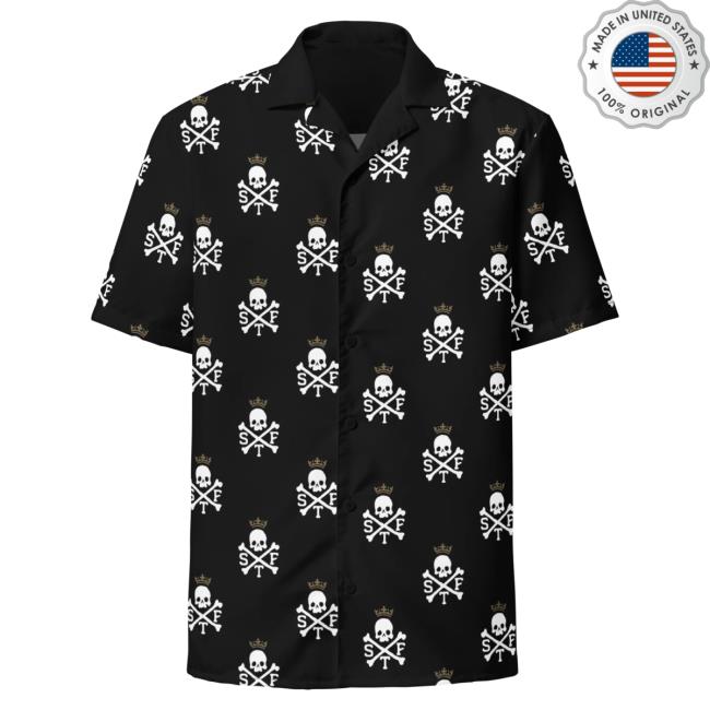 Official Glenn Beck Merch Store STF Skull & Bones Hawaiian Attractive Shirt - Black Glenn Beck Apparel Clothing Shop GlennBeck
