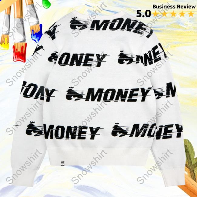 Official Money Clothing Aop Money Clothing Motion Knit Hooded Sweatshirt White