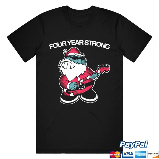 Official Four Year Strong Santa Black T Shirt