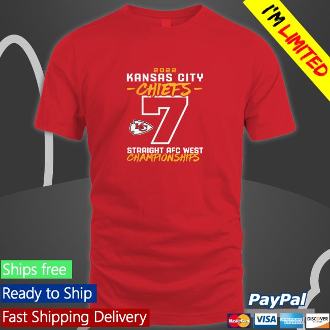 Official Kansas City Chiefs 7 years in a Row AFC West Champions 2022 Chiefs Kingdom Long Sleeve Tee