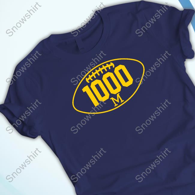 Michigan Football 1000 Wins Navy Logo T Shirts