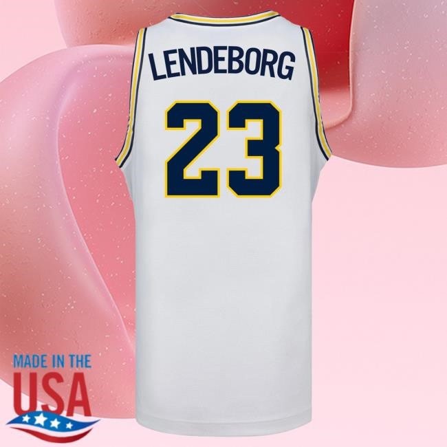 Michigan Wolverines #23 Yaxel Lendeborg Student Athlete White Basketball Jersey Tee The M Den Shop Official